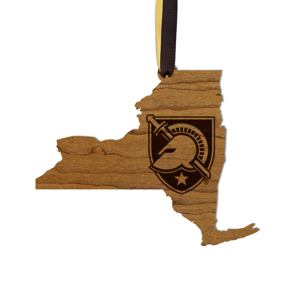 West Point University Army Shield on State Ornament – Crafted from Cherry and Maple Wood – West Point Black Knights