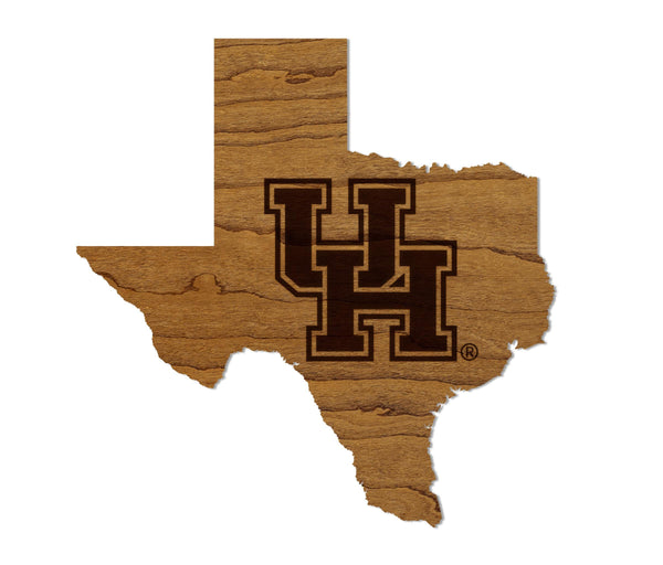 University of Houston UH on State Magnet - Crafted from Cherry or Maple Wood - Houston Cougars