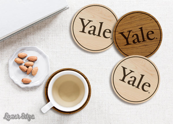 Yale University Wordmark Coaster – Crafted from Cherry or Maple Wood – Yale Bulldogs