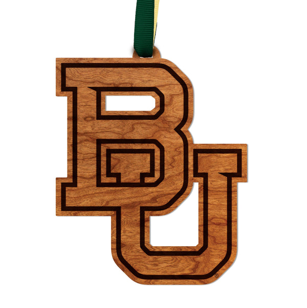 Baylor University BU Ornament – Crafted from Cherry and Maple Wood – Baylor Bears