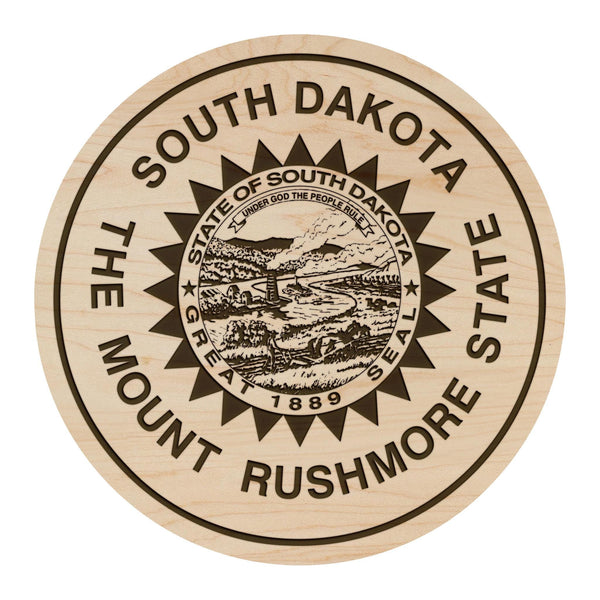 South Dakota State Flag Coaster - Crafted from Cherry or Maple Wood