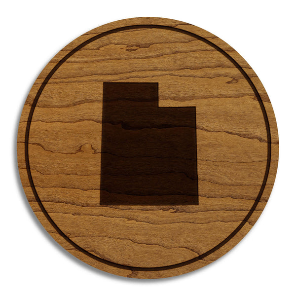 Utah State Map Coaster - Crafted from Cherry or Maple Wood