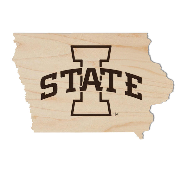 Iowa State University Logo on State Magnet - Crafted from Cherry or Maple Wood - Iowa State Cyclones