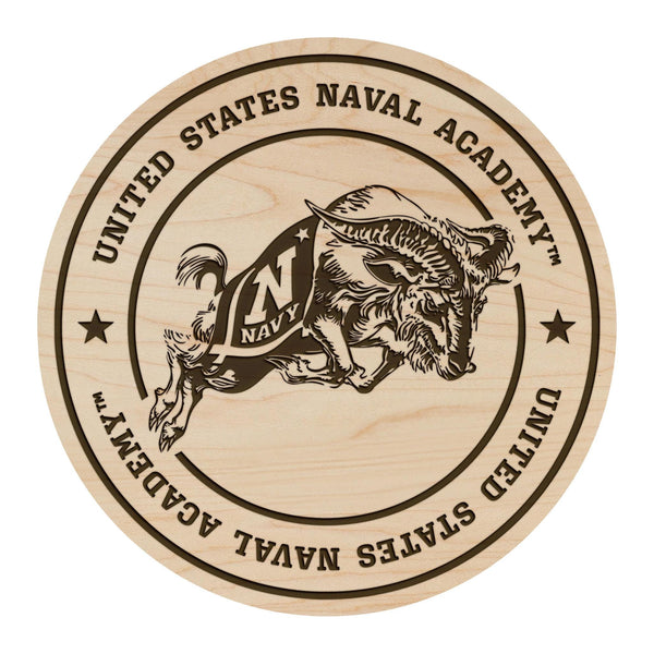 United States Naval Academy Goat Coaster – Crafted from Cherry or Maple Wood – Navy Midshipmen