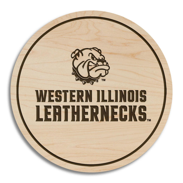 Western Illinois Bulldogs Coaster – Crafted from Cherry or Maple Wood – Western Illinois Leathernecks