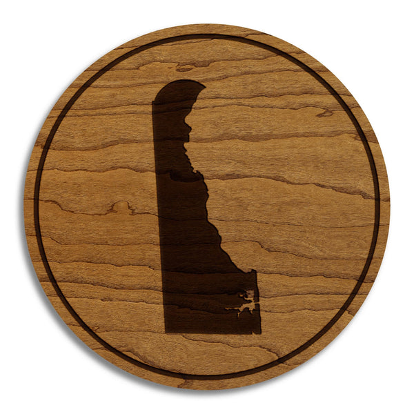 Delaware State Map Coaster - Crafted from Cherry or Maple Wood