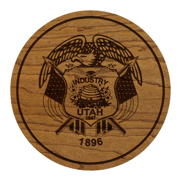 Utah State Flag Coaster - Crafted from Cherry or Maple Wood