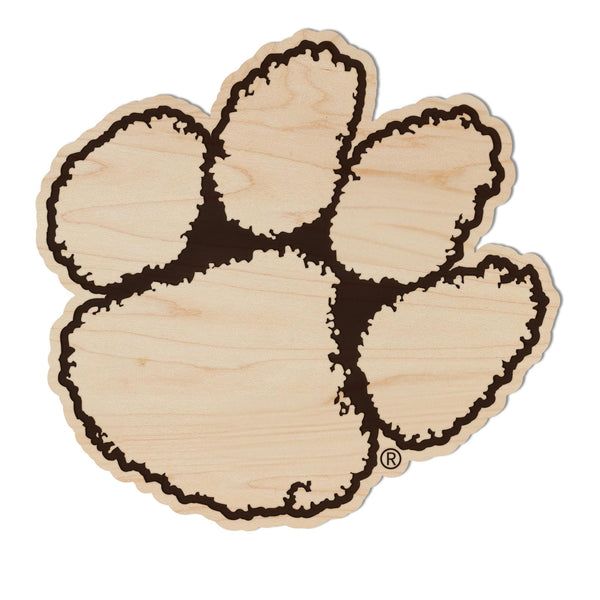 Clemson University Tiger Paw Magnet - Crafted from Cherry or Maple Wood - Clemson Tigers