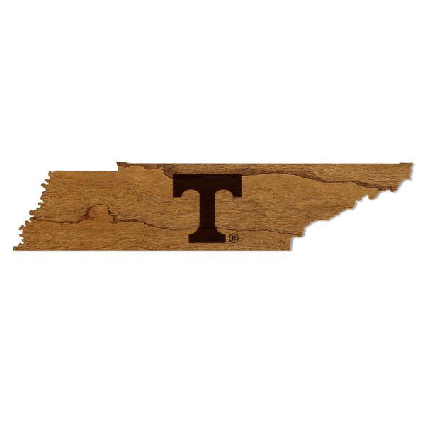 University of Tennessee Power T on State Magnet - Crafted from Cherry or Maple Wood - University of Tennessee Volunteers