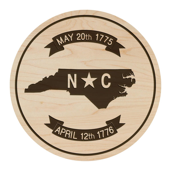 North Carolina State Flag Coaster - Crafted from Cherry or Maple Wood