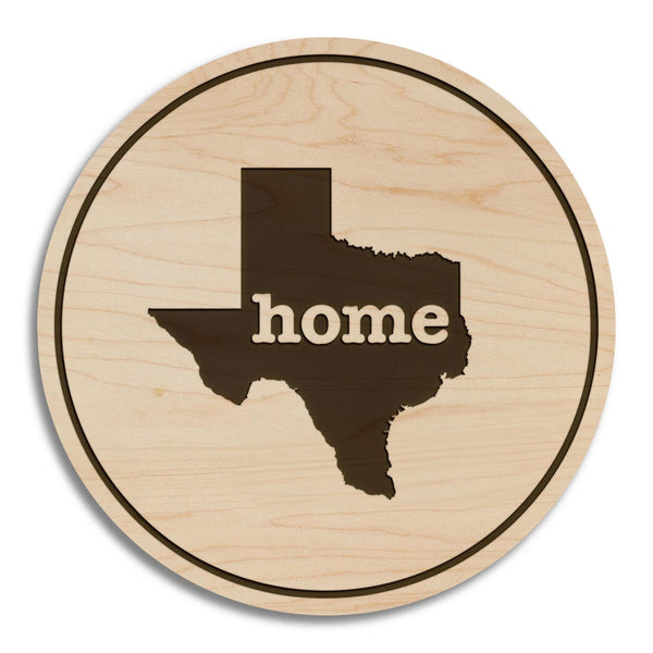Texas Home State Map Coaster - Crafted from Cherry or Maple Wood