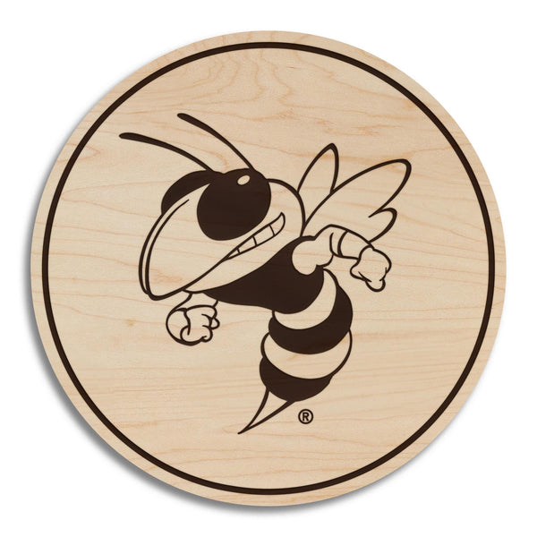 Georgia Tech Buzz Coaster – Crafted from Cherry or Maple Wood