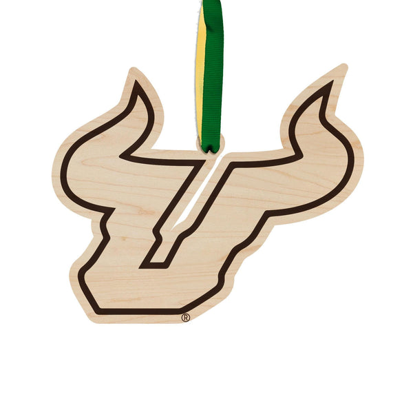 University of South Florida Bulls Ornament – Crafted from Cherry and Maple Wood – USF Bulls