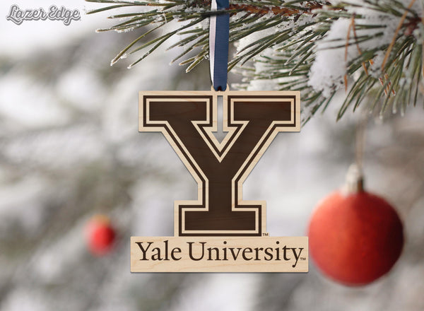Yale University Athletic Y Ornament – Crafted from Cherry and Maple Wood – Yale Bulldogs