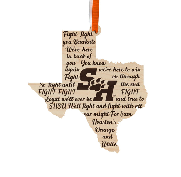 Sam Houston State University Fight Song Ornament – Crafted from Cherry and Maple Wood – Sam Houston Bearkats