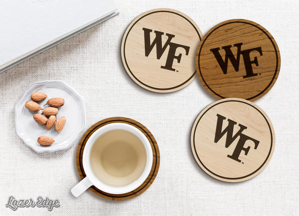 Wake Forest University WF Coasters – Crafted from Cherry Wood – Wake Forest Demon Deacons