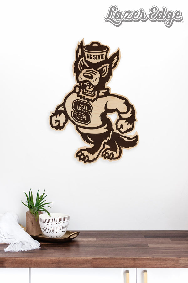 North Carolina State University Strutting Tuffy Wall Hanging - Crafted from Cherry or Maple Wood - NC State Wolfpack