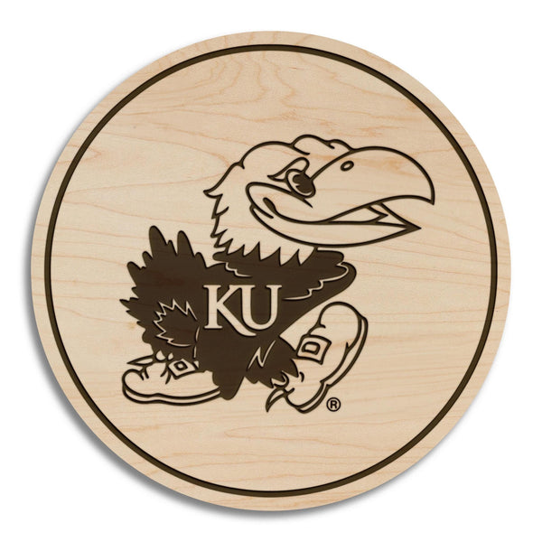 The University of Kansas Jayhawk Coaster – Crafted from Cherry or Maple Wood – Kansas Jayhawks
