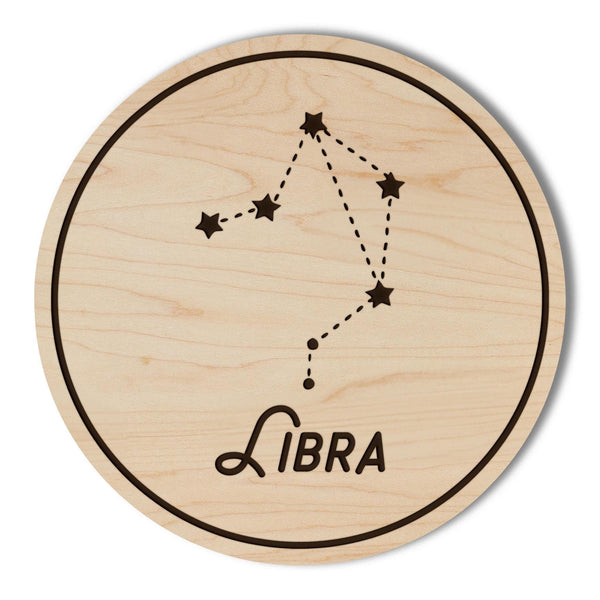 Libra Constellation Zodiac Coaster – Crafted from Cherry or Maple Wood