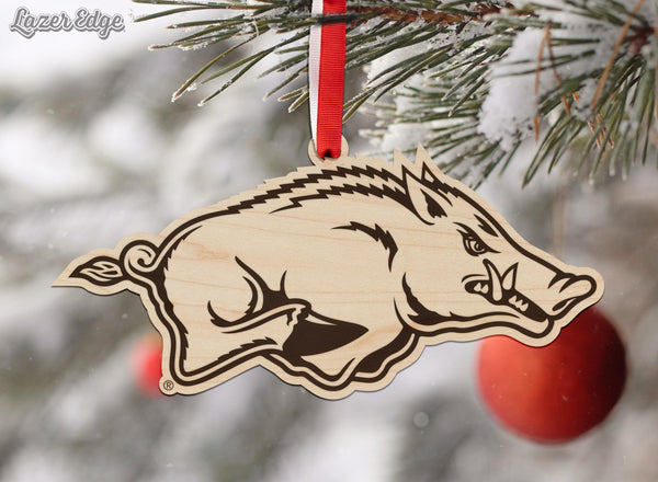 University of Arkansas Razorbacks Ornament – Crafted from Cherry and Maple Wood - Arkansas Razorbacks