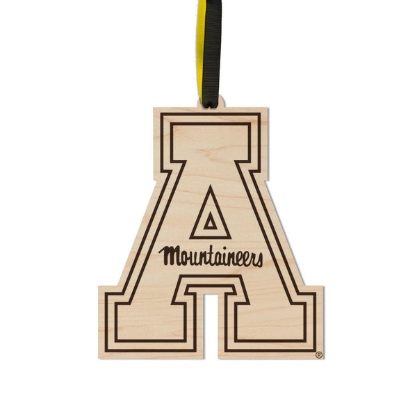 Appalachian State University App A Ornament – Crafted from Cherry and Maple Wood – App State Mountaineers