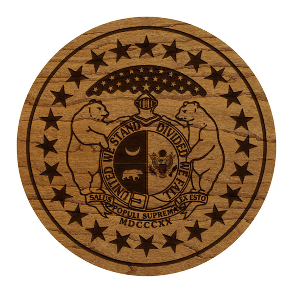 Missouri State Flag Coaster - Crafted from Cherry or Maple Wood
