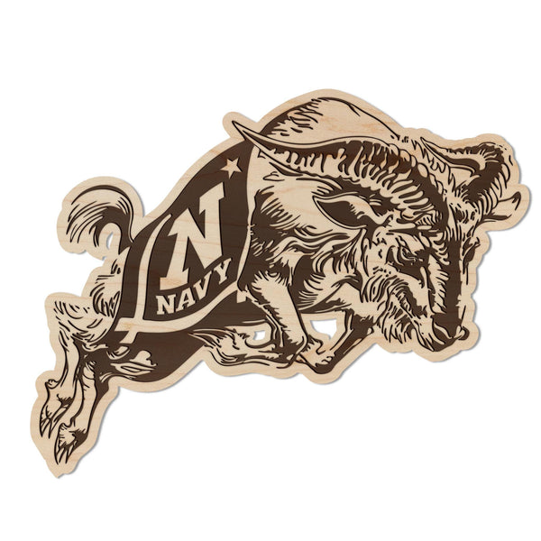 United States Naval Academy Bill the Goat Magnet - Crafted from Cherry or Maple Wood - Air Force Navy Midshipmen