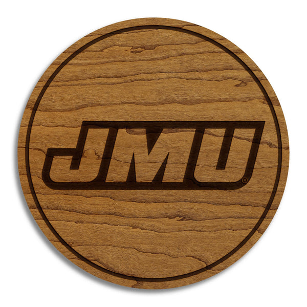James Madison University Wordmark Coaster – Crafted from Cherry or Maple Wood – JMU Dukes