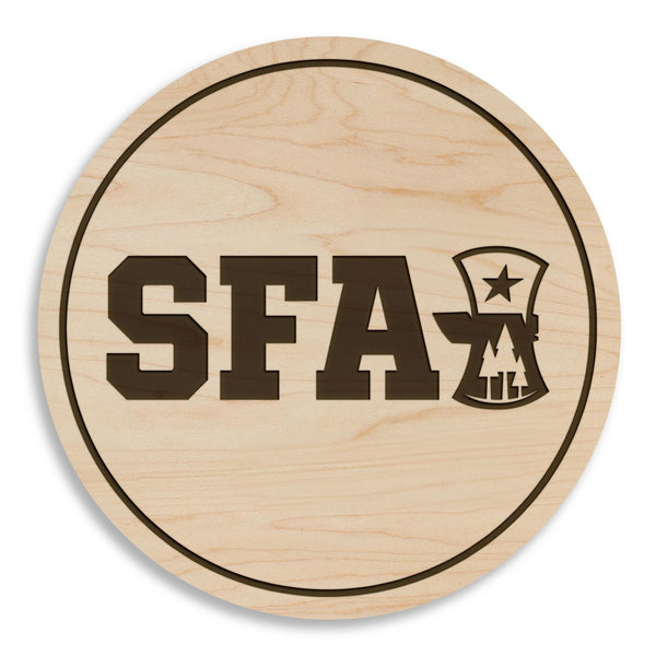 Stephen F. Austin Wordmark Coaster – Crafted from Cherry or Maple Wood – SFA Lumberjacks