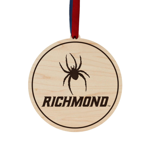 Richmond University Logo Ornament – Crafted from Cherry and Maple Wood – Richmond Spiders