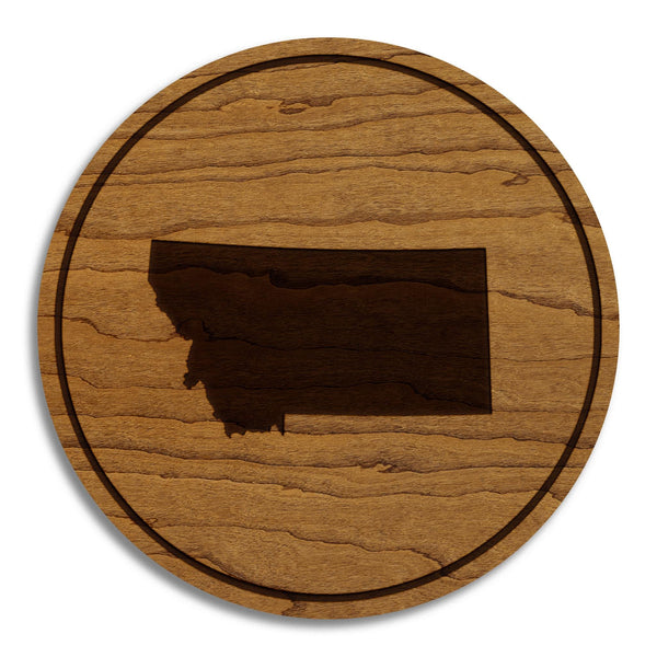 Montana State Map Coaster - Crafted from Cherry or Maple Wood