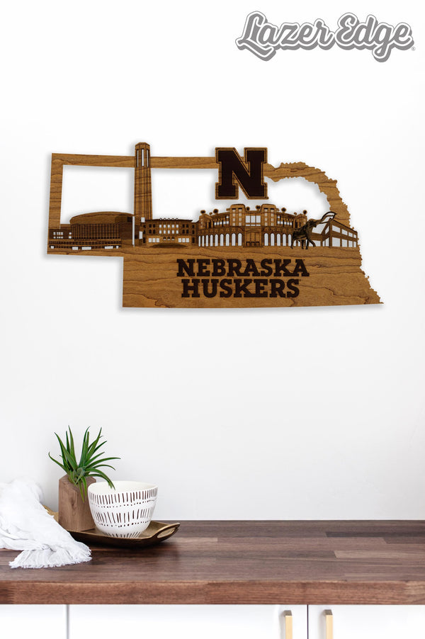 University of Nebraska Herbie on State Wall Hanging – Crafted from Cherry and  Maple Wood