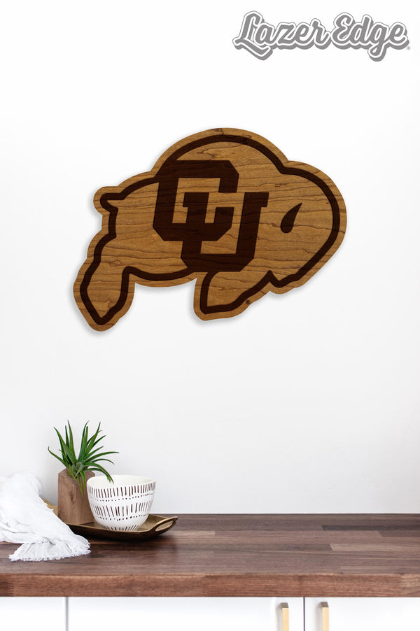 University of Colorado Buffaloe Wall Hanging - Crafted from Cherry and Maple Wood - Colorado Buffaloes
