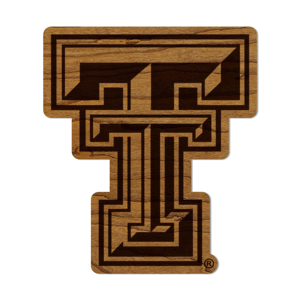 Texas Tech University Double T Magnet - Crafted from Cherry or Maple Wood - Texas Tech Red Raiders