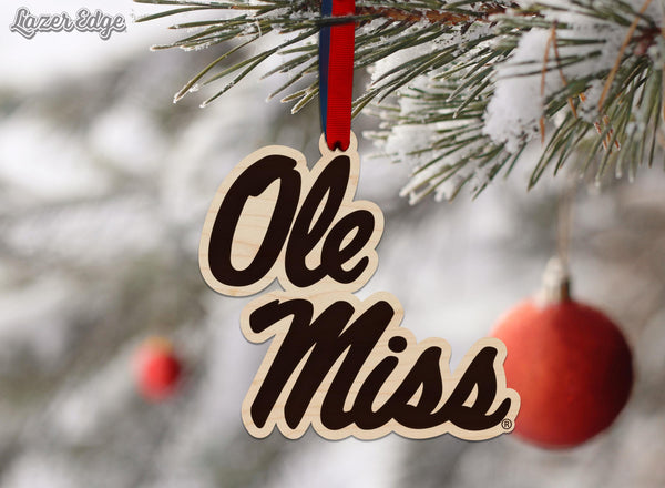 Ole Miss Rebels Ornament – Crafted from Cherry or Maple Wood
