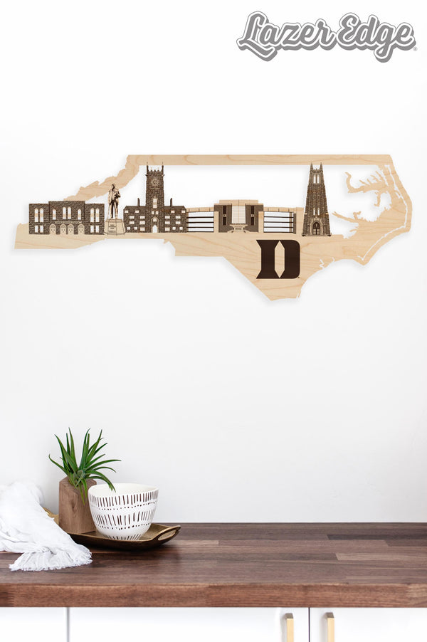 Duke University Skyline Wall Hanging - Crafted from Cherry and Maple Wood - Duke Blue Devils