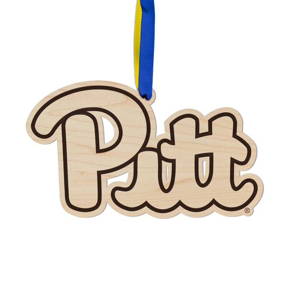 University of Pittsburgh Pitt Ornament – Crafted from Cherry and Maple Wood – Pittsburgh Panthers