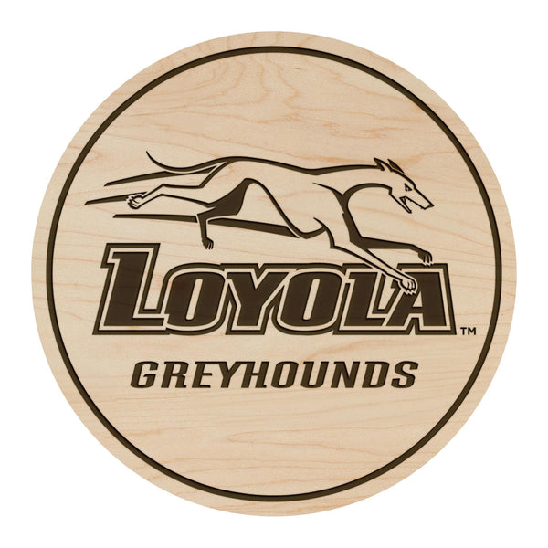 Loyola-Maryland Greyhounds Wordmark Coaster – Crafted from Cherry or Maple Wood – Loyola Greyhounds