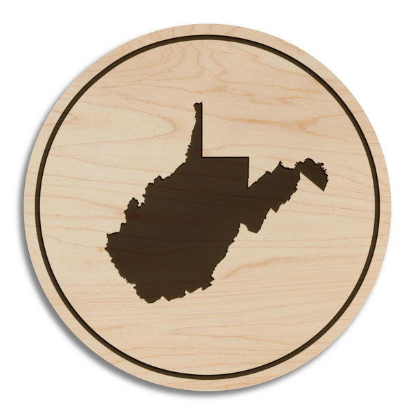 West Virginia State Map Coaster - Crafted from Cherry or Maple Wood