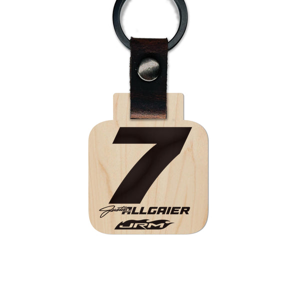 Justin Allgaier #7 Wooden Keychain  | Crafted from Cherry and Maple Wood | Made in USA | Officially Licensed by JR Motorsports