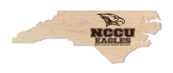 North Carolina Central University Logo on State Wall Hanging - Crafted from Cherry or Maple Wood - NCCU Eagles