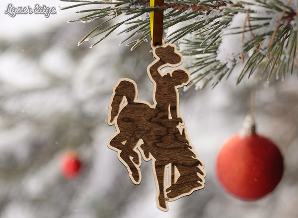 The University of Wyoming Cowboys Ornament – Crafted from Cherry and Maple Wood – Wyoming Cowboys