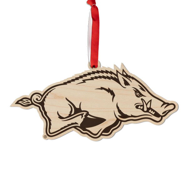 University of Arkansas Razorbacks Ornament – Crafted from Cherry and Maple Wood - Arkansas Razorbacks