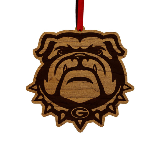 University of Georgia Bulldog Ornament - Crafted from Cherry or Maple Wood - Georgia Bulldogs
