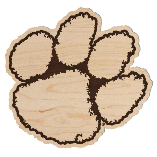 Clemson University Tiger Paw Wall Hanging - Crafted from Cherry or Maple Wood - Clemson Tigers