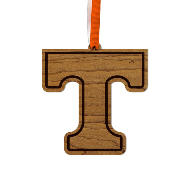 University of Tennessee Power T Ornament – Crafted from Cherry and Maple Wood – Tennessee Volunteers