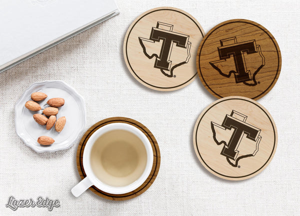 Tarleton State University Texas Logo Coaster – Crafted from Cherry or Maple Wood – Tarleton State Texans