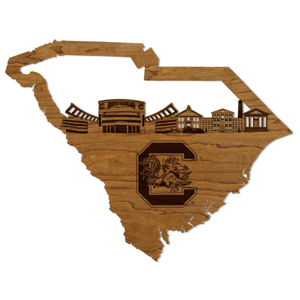 University of South Carolina Skyline Wall Hanging – Crafted from Cherry and  Maple Wood - USC Gamecocks