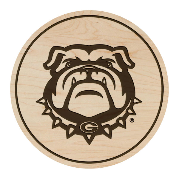 University of Georgia Bulldog Coaster – Crafted from Cherry or Maple Wood – Georgia Bulldog