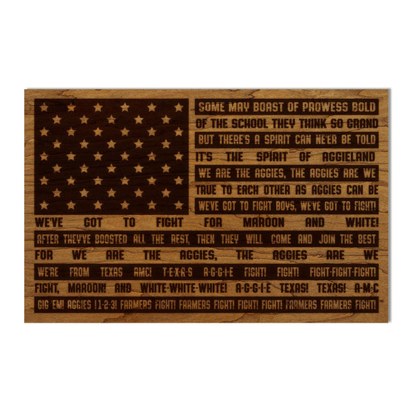 Texas A&M University Fight Song Flag Wall Hanging – Crafted from Cherry and  Maple Wood - TAMU Aggies